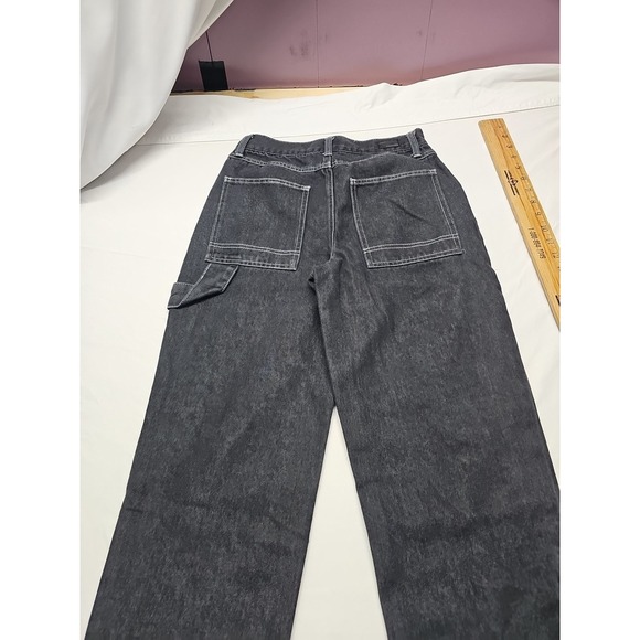 Rsq Y2k Baggy Mens Dark Black Denim Jeans Size 26x30 Carpenter - Picture 15 of 15
